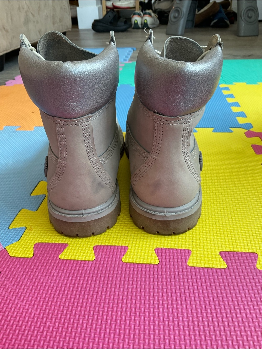 🥾Timberland W8.5‎ Gray & Silver Nubuck Lace-Up Boots - Picture 4 of 8